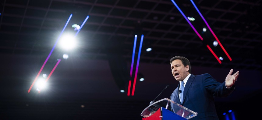 Florida Gov. Ron DeSantis speaks during the first day of the Conservative Political Action Conference CPAC on Thursday, Feb. 24, 2022 in Orlando, Florida.