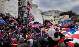  Trump supporters clash with police and security forces as people try to storm the US Capitol on January 6, 2021 in Washington, DC. Demonstrators breeched security and entered the Capitol as Congress debated the 2020 presidential election Electoral Vote Certification. 