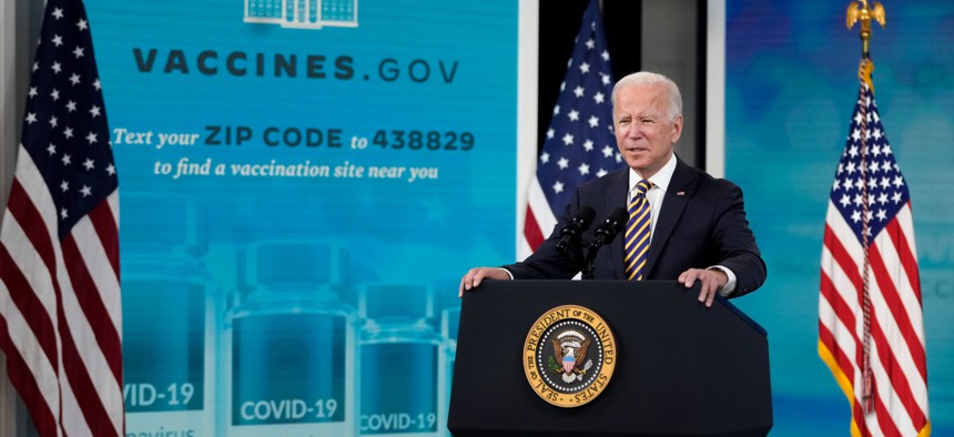 President Joe Biden delivers remarks on the COVID-19 response and the state of vaccinations in October 2021. 