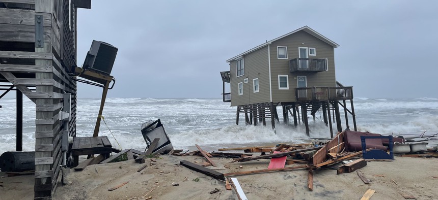 Debris from a collapsed house in North Carolina's outer banks, May 10, 2022.