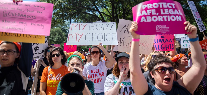 Abortion rights supporters rally at the Texas Capitol on May 14, 2022 in Austin, Texas.