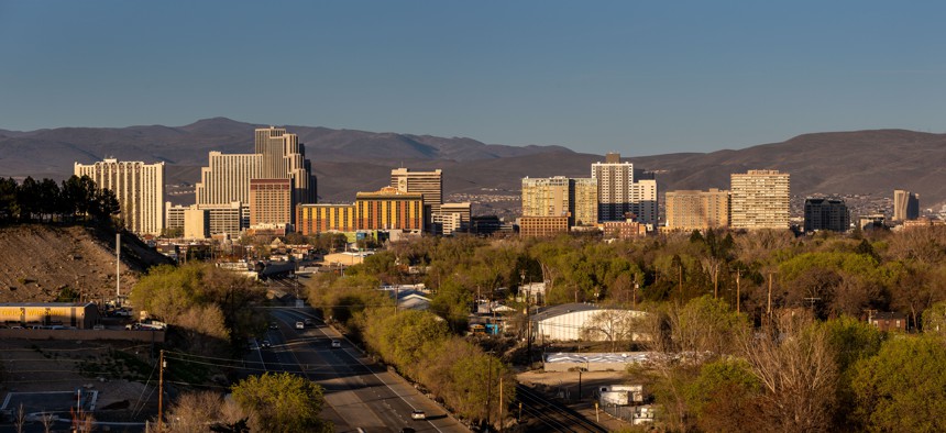 Reno, Nevada's downtown skyline on April 4, 2022.
