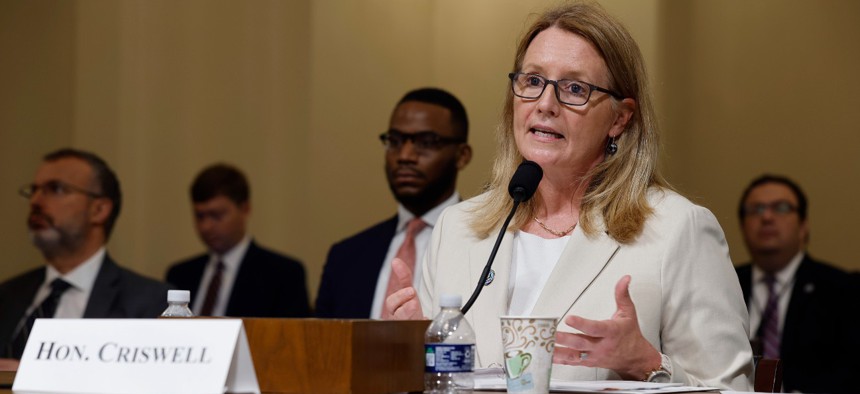 Federal Emergency Management Agency Administrator Deanne Criswell testifies before the House Homeland Security Emergency Preparedness, Response and Recovery Subcommittee on Tuesday. 
