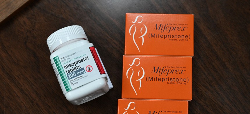 The two pills used in combination for medication abortions are shown at a reproductive clinic in New Mexico. 