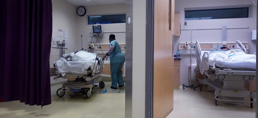 Patients receive care at a Chicago area hospital in December 2020.