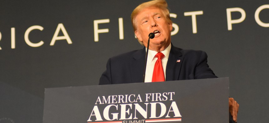  Former President of the United States Donald J. Trump delivers remarks at the America First Agenda Summit hosted by America First Policy Institute in Washington, D.C., United States on July 26, 2022.