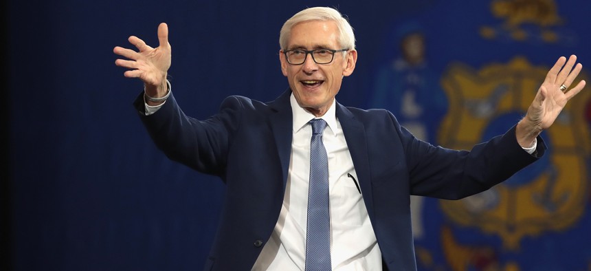 Tony Evers, the Democratic governor of Wisconsin, seen here on the campaign trail during 2018. This year, he's up for reelection. During his time in office, the Republican controlled Legislature has blocked many of his priorities.