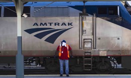 An Amtrak train is seen at Union Station in Washington, D.C. in August.