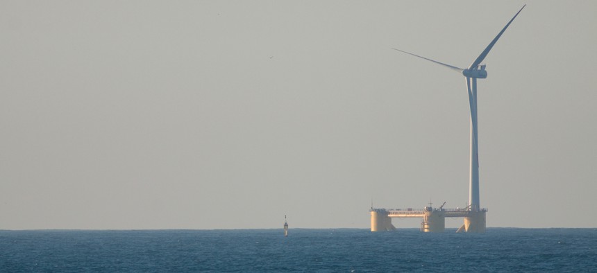 This floating wind turbine installed 4 km offshore of Agucadoura, Povoa de Varzim, Portugal in October 2011 was the first offshore wind turbine deployed without the use of any offshore heavy-lift vessels.