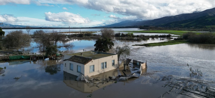 A house by the Salinas River on Chualar River road was flooded,on Friday, Jan. 13, 2023 in Chualar, Calif.