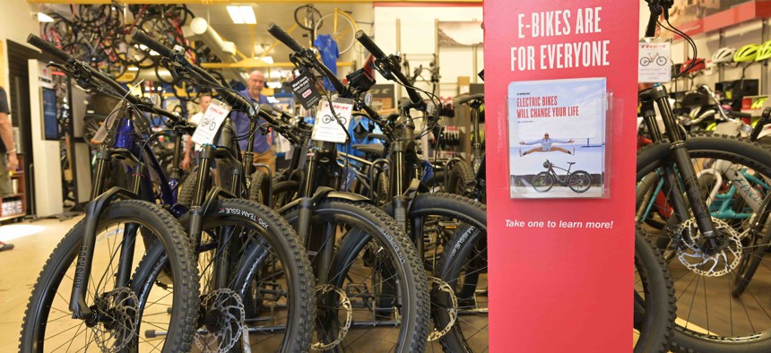 Electric bikes were up for sale at Campus Cycles in Denver in 2022.