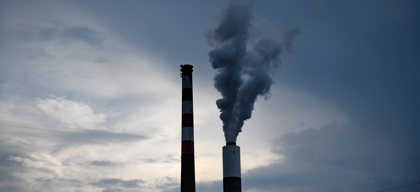 A coal-fired power station burns coal about 15 miles northeast of Pittsburgh in 2021.