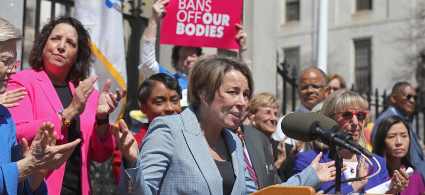 Massachusetts Gov. Maura Healey announcing the continued availability of mifepristone.