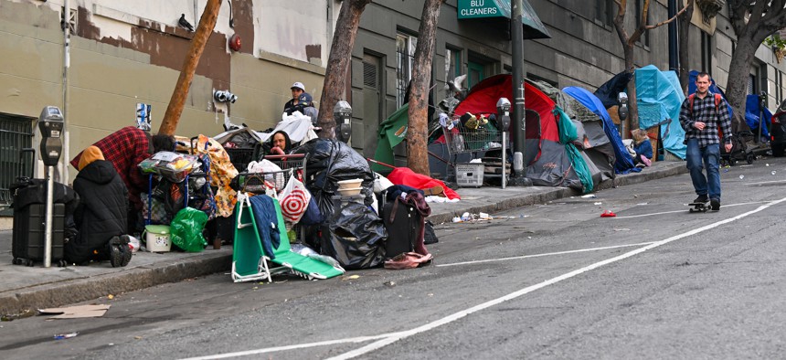 A homeless encampment in San Francisco, California, earlier this month. 
