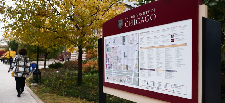 The University of Chicago campus map in Chicago, United States, on Oct. 18, 2022. 