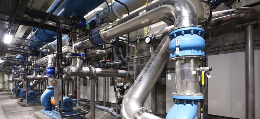 Wastewater undergoes the microfiltration treatment process at the Groundwater Replenishment System, the world's largest wastewater recycling plant, in the Orange County Water District on July 20, 2022 in Fountain Valley, California. 