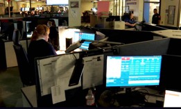 The 911 operations center at Suffolk County Police Headquarters in Yaphank, New York on Sept. 19, 2022 in the midst of a ransomware cyber-intrusion. (