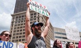 Protesters call for abortion rights during a 2022 rally in Dayton, Ohio.
