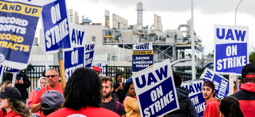 The United Auto Workers union is demanding the restoration to traditional pensions, among other things.