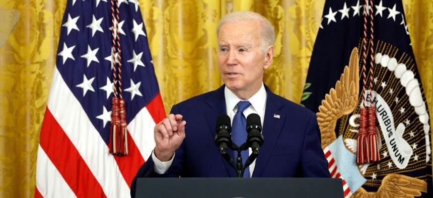 President Joe Biden speaks at an event marking the 13th anniversary of the Affordable Care Act at the White House on March 23, 023 in Washington, D.C.