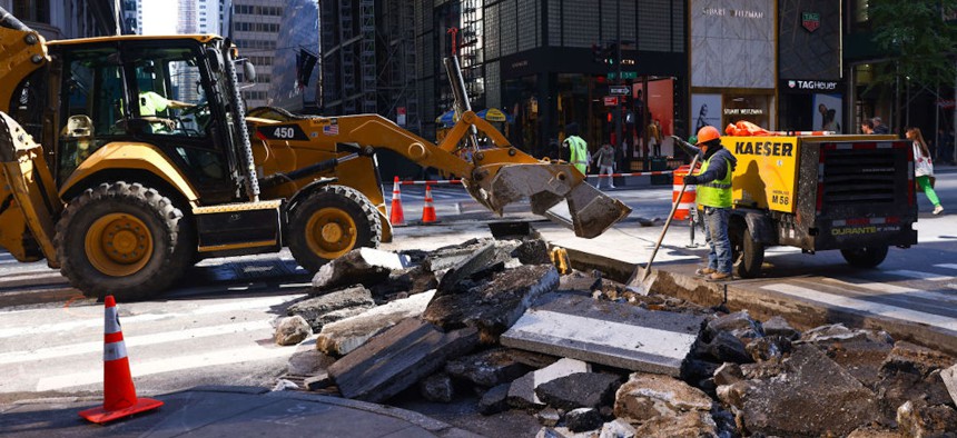 Roadworks at 5th Avenue in Midtown Manhattan, New York, on Oct. 22, 2022.