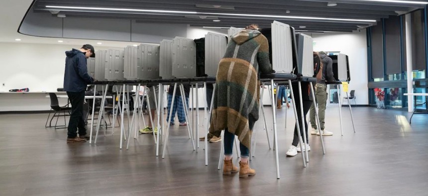People vote at a polling place on Nov. 8, 2022, in Raleigh, North Carolina.