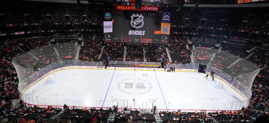 A general view of the Wells Fargo Center prior to the game between the Arizona Coyotes and Philadelphia Flyers on Feb.12, 2024, in Philadelphia, Pennsylvania. 