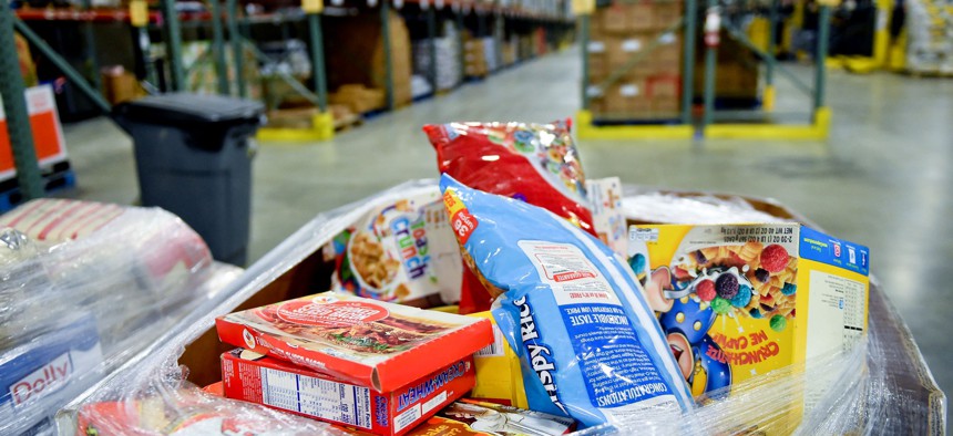 An assortment of breakfast cereals at the Berks/Schuylkill Helping Harvest Fresh Food Bank in Spring Township, Pennsylvania.