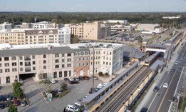 The Wyandanch Village apartment complex, an example of transit-oriented development, was built adjacent to a Long Island Rail Road station.