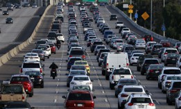 Drivers sit in traffic on Interstate 5 heading into downtown San Diego earlier this month.