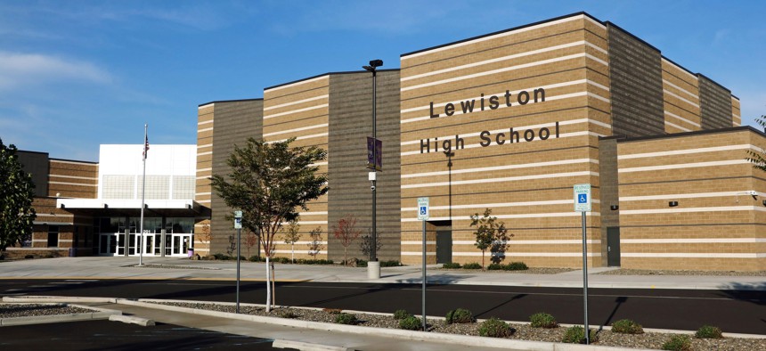 Lewiston Idaho public high school building in October 2022. 