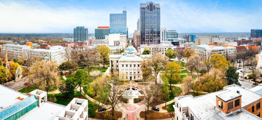 North Carolina State Capitol and Raleigh skyline 