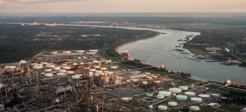 Chemical plants and factories line the roads and suburbs of the area known as 'Cancer Alley' October 15, 2013. 'Cancer Alley' is one of the most polluted areas of the United States and lies along the once pristine Mississippi River that stretches some 80 miles from New Orleans to Baton Rouge, where a dense concentration of oil refineries, petrochemical plants, and other chemical industries reside alongside suburban homes. 