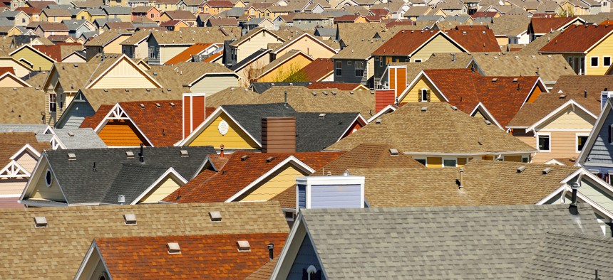 Rooftops in suburban development, Colorado Springs, Colorado.