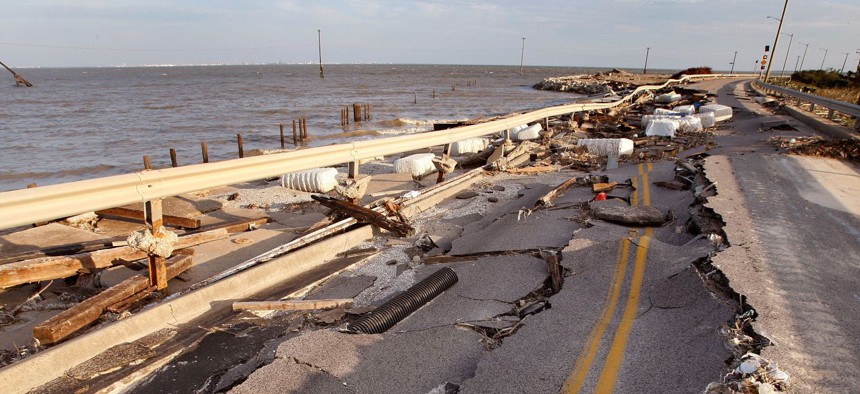 A collapsed in Galveston, Texas, following Hurricane Ike September 15, 2008.