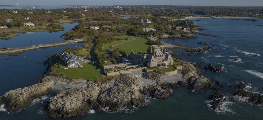 An aeriel view of Rhode Island mansions in Newport. The state has a progressive mansion tax.