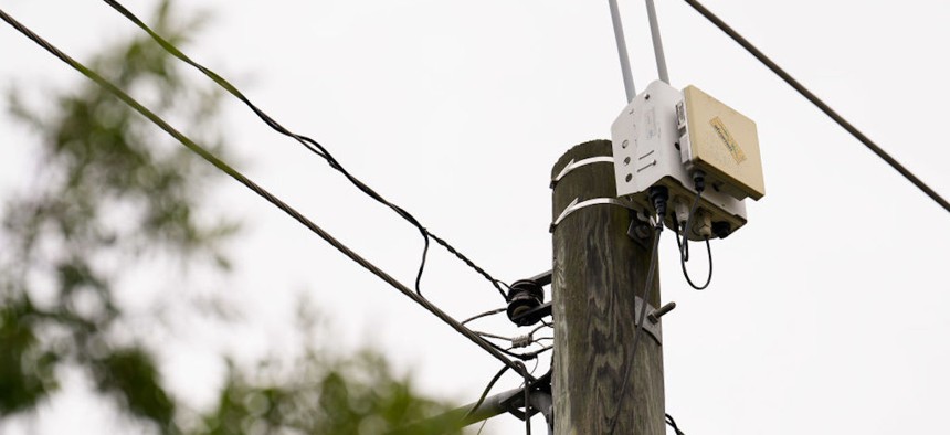 A ShotSpotter device is photographed at Sunnyside Community Center on Friday, July 7, 2023, in Houston, Texas.