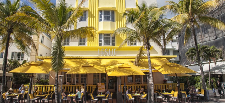 A cafe in Miami's South Beach neighborhood. States with scenery, recreation and relatively lower costs—including Montana, New Hampshire and Florida—have had the fastest-rising wages since the pandemic began, according to a Stateline analysis.