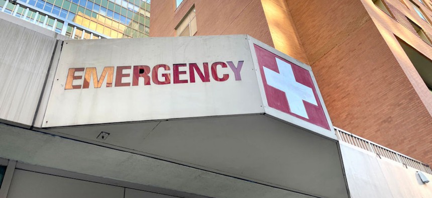 Hospital entrance to an emergency department in New York City. 