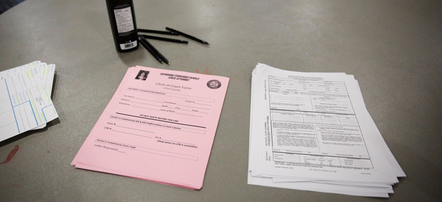 Forms to clear fees were handed out at an event in Florida.