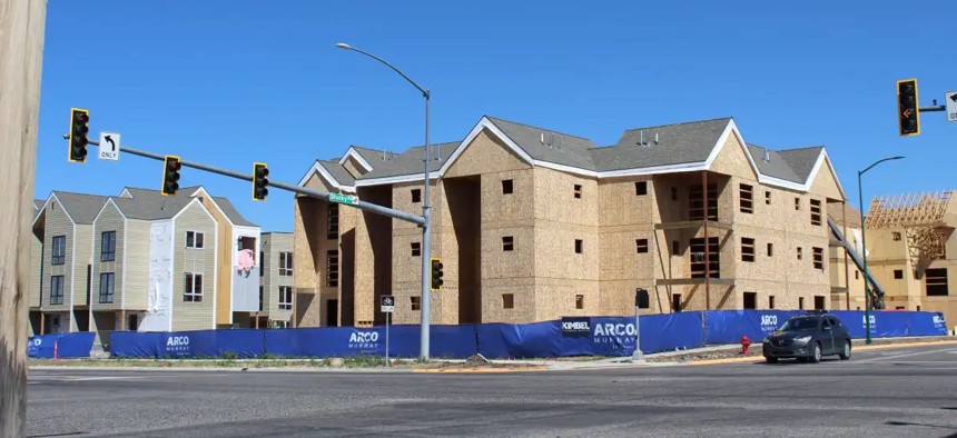 New condominiums on the corner of South 19th Avenue and Stucky Road are among the score of housing units under construction on Bozeman’s south side, not far from the Montana State campus.