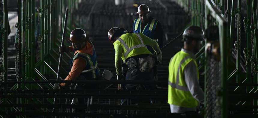 Workers at a semiconductor manufacturing facility in Phoenix, Arizona.