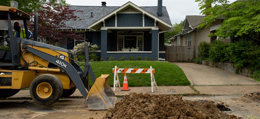 Partial replacements of lead pipes were performed in a neighborhood in Memphis, Tenn., on April 19, 2024. 