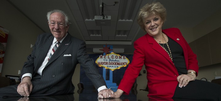 Las Vegas Mayor Carolyn Goodman, right, succeeded in 2011 her husband, longtime Mayor Oscar Goodman.