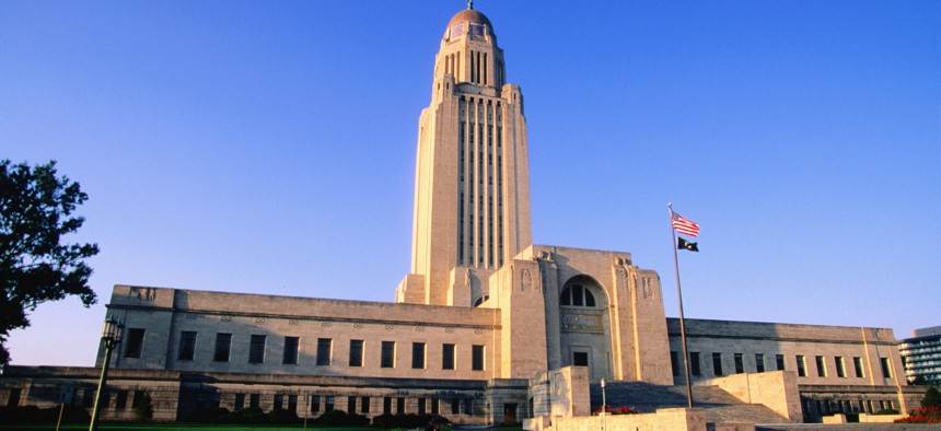 The state capitol building in Lincoln, Nebraska.