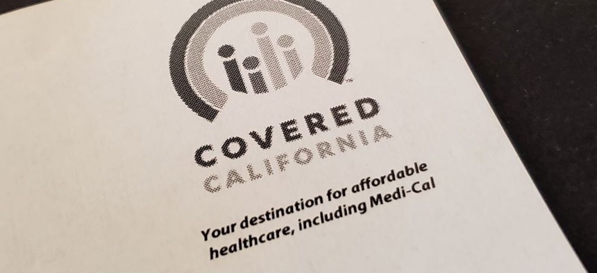 Close-up of logo on paper for Covered California, the state's subsidized health insurance exchange and Medicaid administrator for California, on Aug. 22, 2019. 