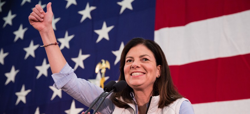 Republican Kelly Ayotte, seen here celebrating her 2016 U.S. Senate win, will be the next governor of New Hampshire, holding on to what was the most competitive gubernatorial race in the country.