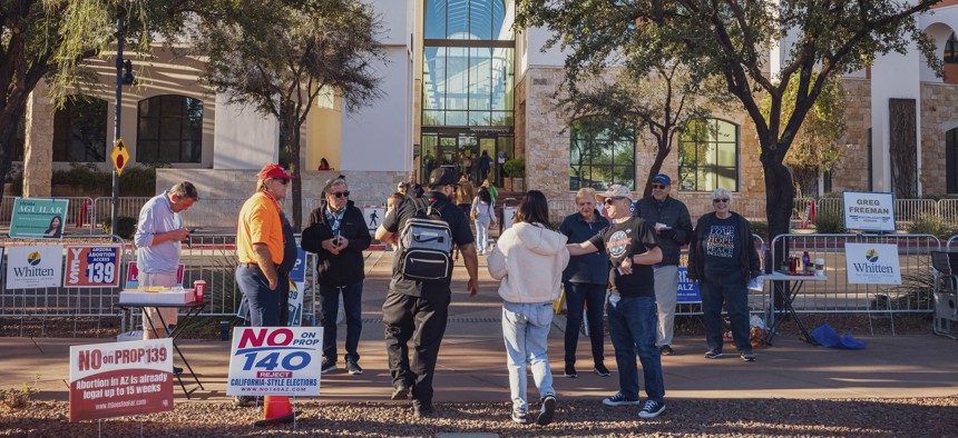 Voters file into an Arizona polling place on Election Day.