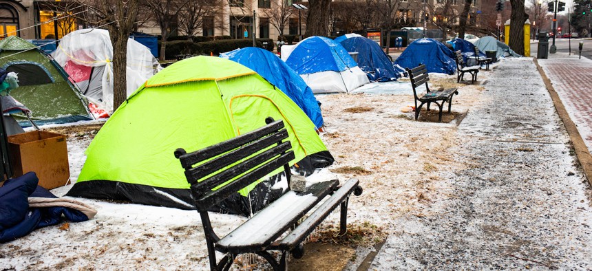 A homeless encampment in Washington, D.C., on Feb. 14, 2020. 