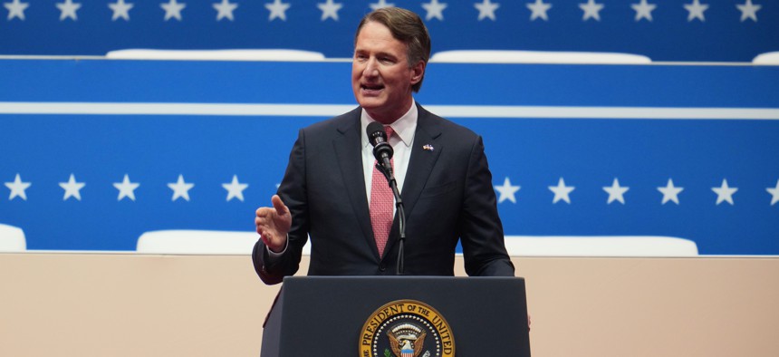 Virginia Gov. Glenn Youngkin speaks during a previous event. The commonwealth will use agentic AI from Vulcan Technologies to further streamline its rules and regulations.